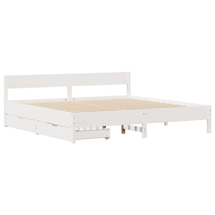 Bedframe zonder matras massief grenenhout wit 200x200 cm