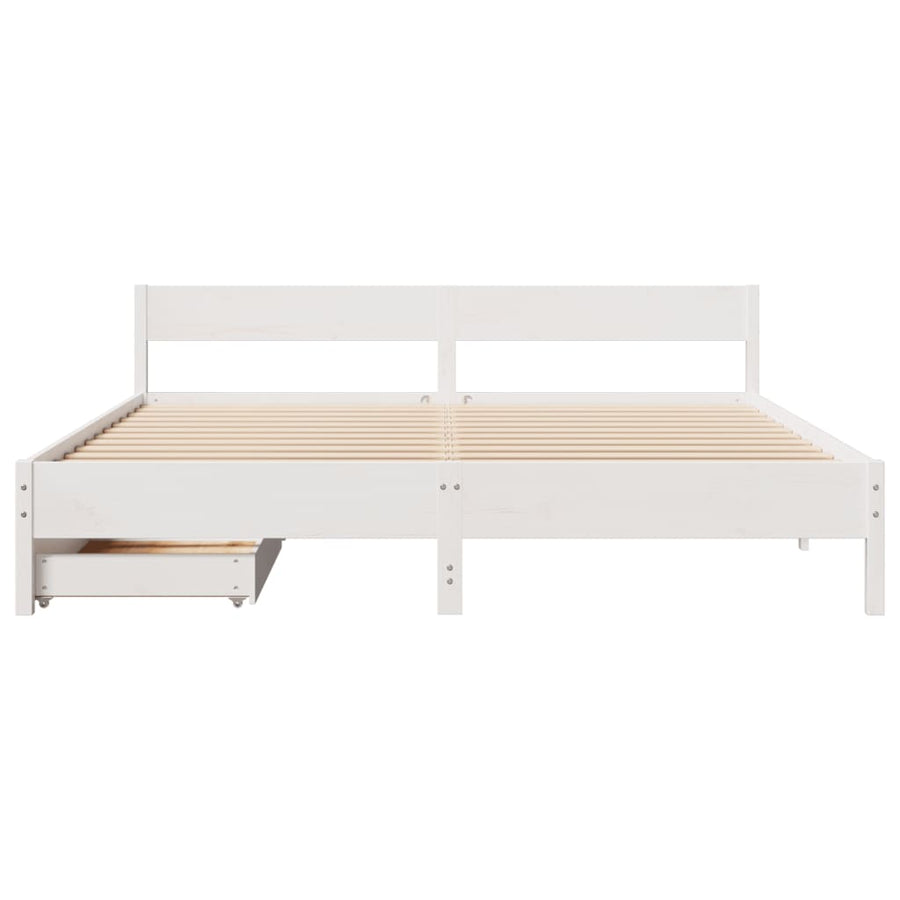 Bedframe zonder matras massief grenenhout wit 200x200 cm