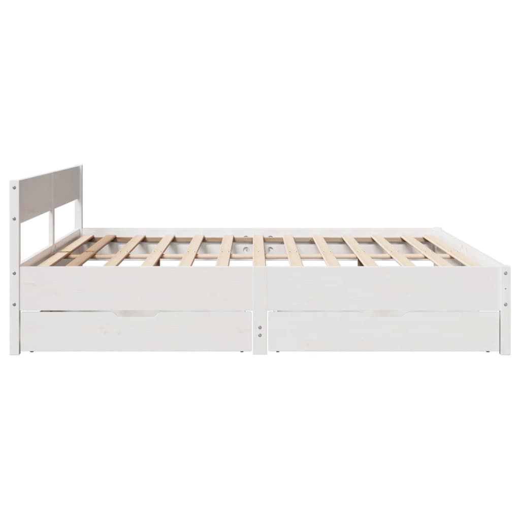 Bedframe zonder matras massief grenenhout wit 200x200 cm