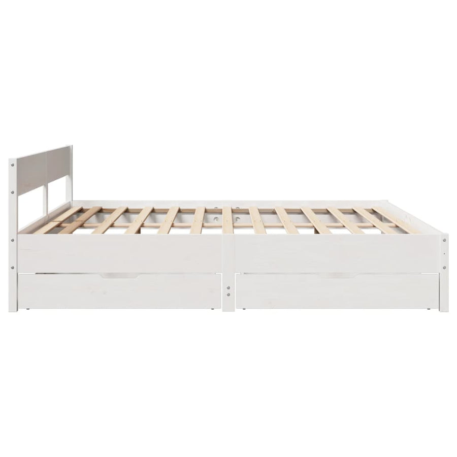 Bedframe zonder matras massief grenenhout wit 200x200 cm