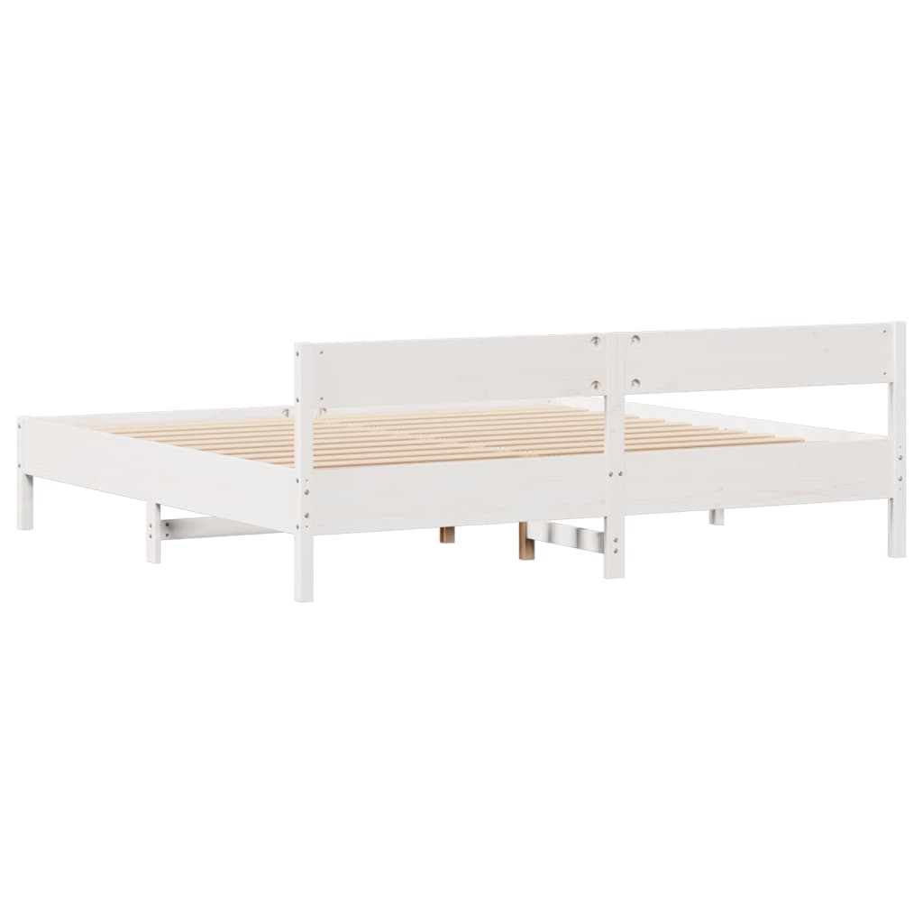 Bedframe zonder matras massief grenenhout wit 200x200 cm