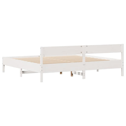 Bedframe zonder matras massief grenenhout wit 200x200 cm