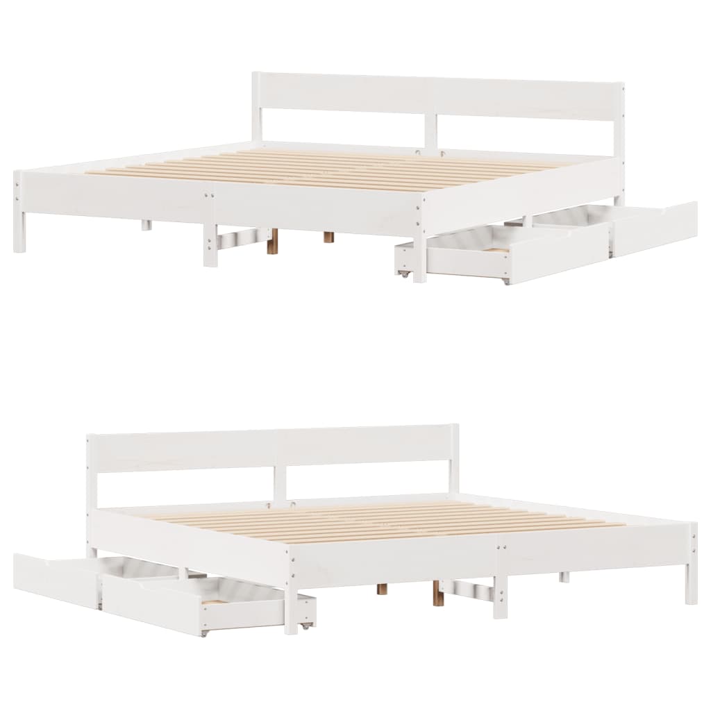 Bedframe zonder matras massief grenenhout wit 200x200 cm
