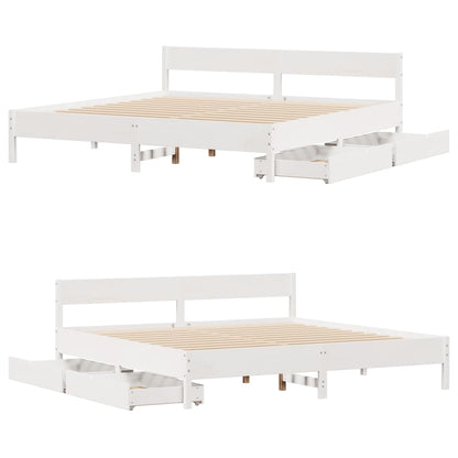 Bedframe zonder matras massief grenenhout wit 200x200 cm