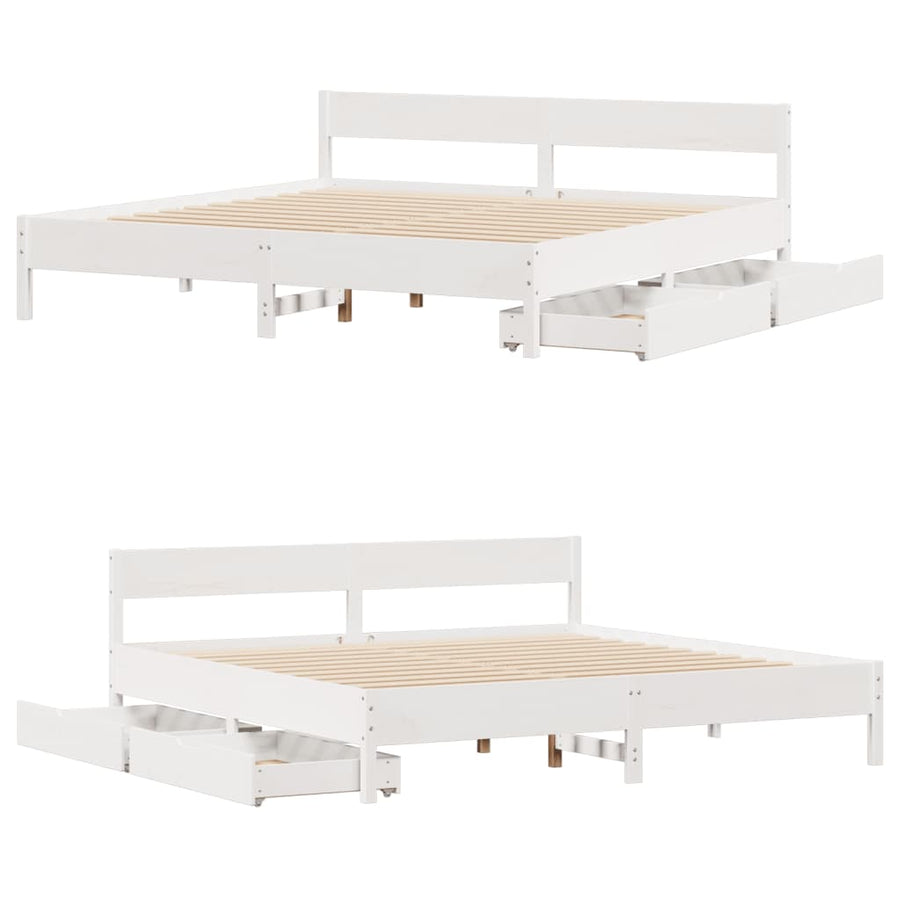 Bedframe zonder matras massief grenenhout wit 200x200 cm