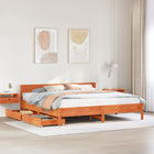 Bed frame without mattress solid pine wax brown 200x200 cm
