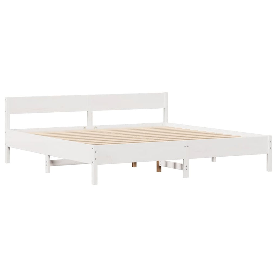 Bedframe zonder matras massief grenenhout wit 180x200 cm