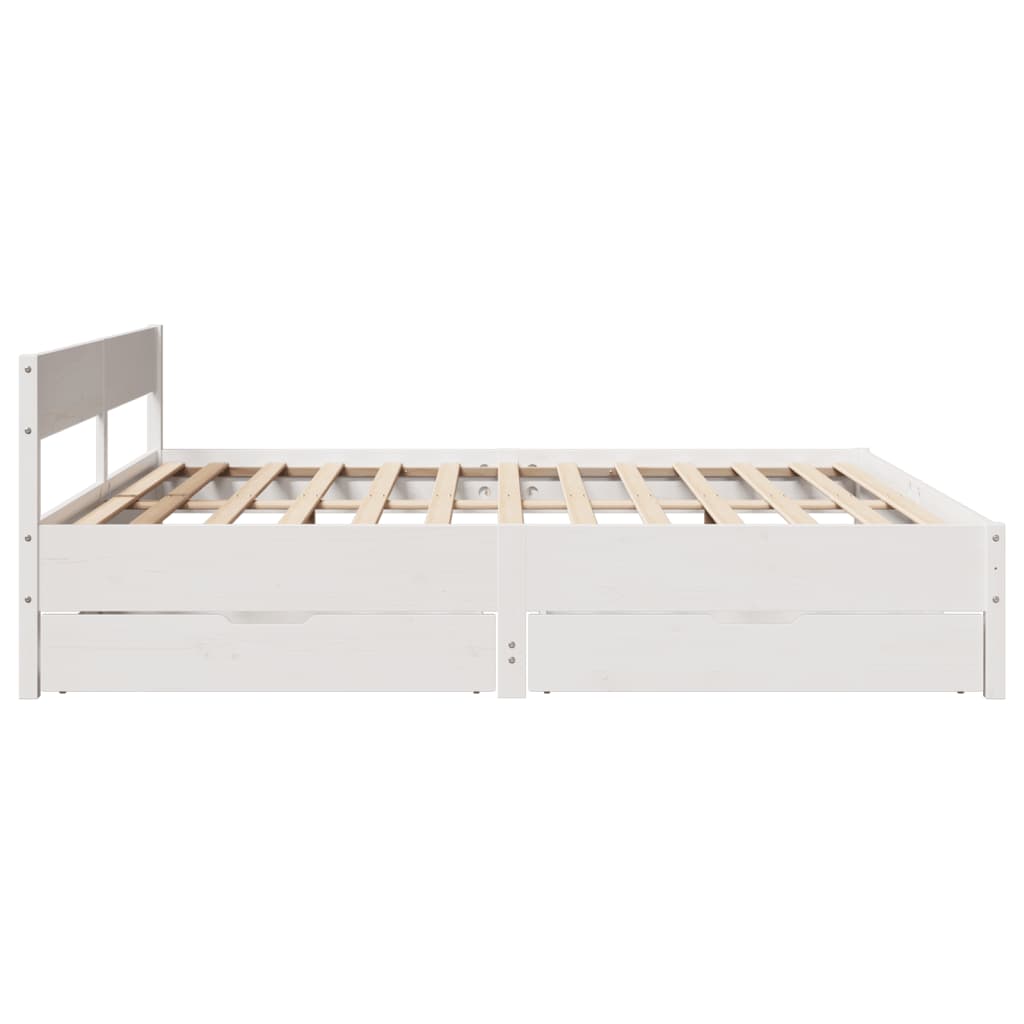 Bedframe zonder matras massief grenenhout wit 180x200 cm