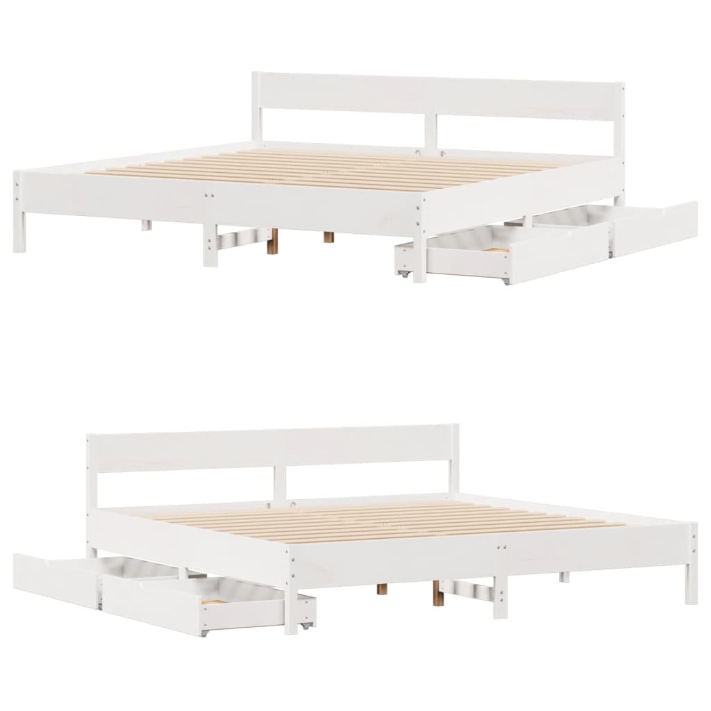 Bedframe zonder matras massief grenenhout wit 180x200 cm