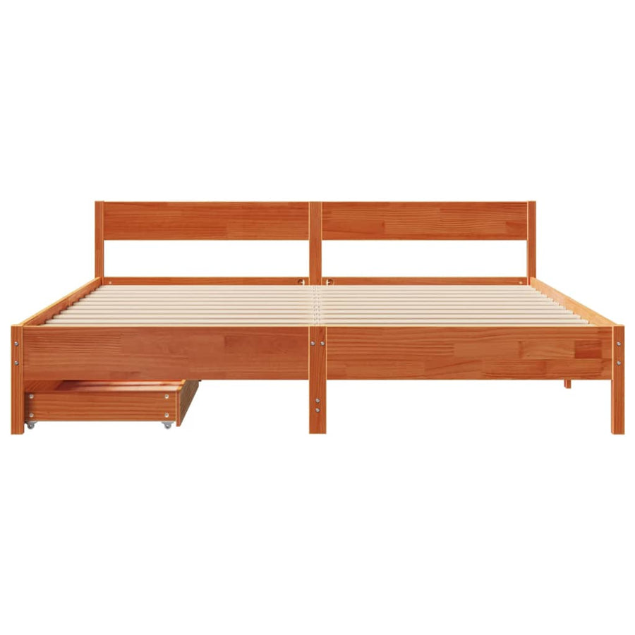 Bedframe zonder matras massief grenenhout wasbruin 180x200 cm