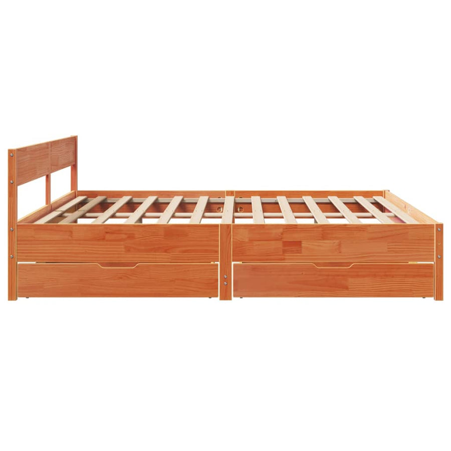 Bedframe zonder matras massief grenenhout wasbruin 180x200 cm