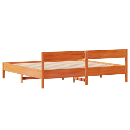 Bedframe zonder matras massief grenenhout wasbruin 180x200 cm