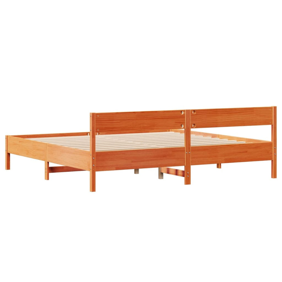 Bedframe zonder matras massief grenenhout wasbruin 180x200 cm