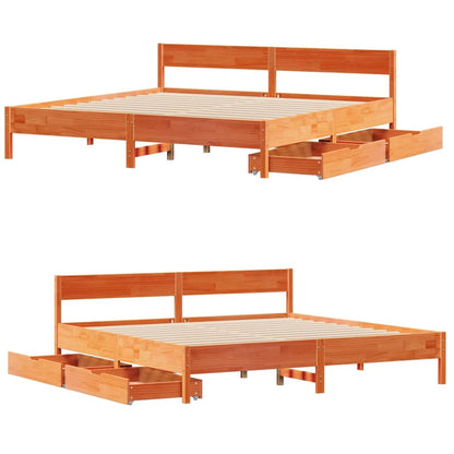 Bedframe zonder matras massief grenenhout wasbruin 180x200 cm
