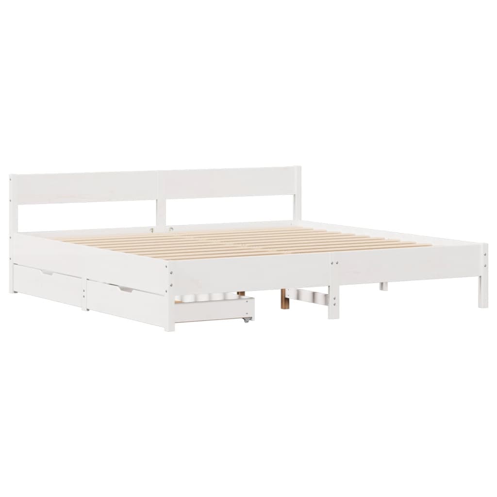 Bedframe zonder matras massief grenenhout wit 160x200 cm