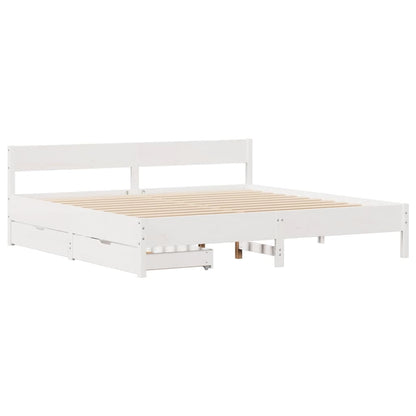 Bedframe zonder matras massief grenenhout wit 160x200 cm