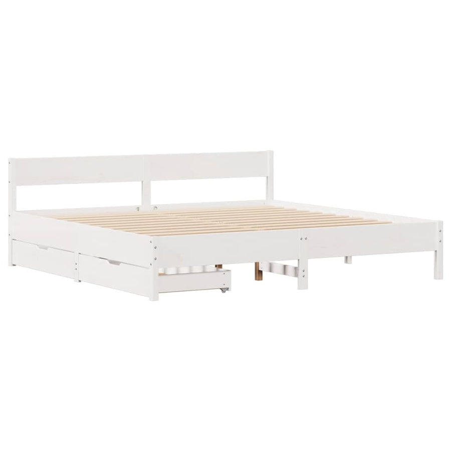 Bedframe zonder matras massief grenenhout wit 160x200 cm