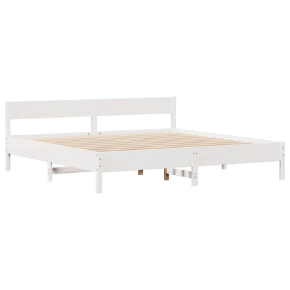 Bedframe zonder matras massief grenenhout wit 160x200 cm