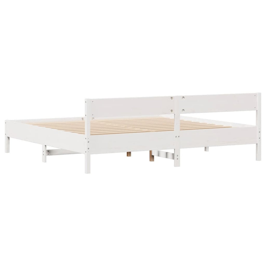 Bedframe zonder matras massief grenenhout wit 160x200 cm