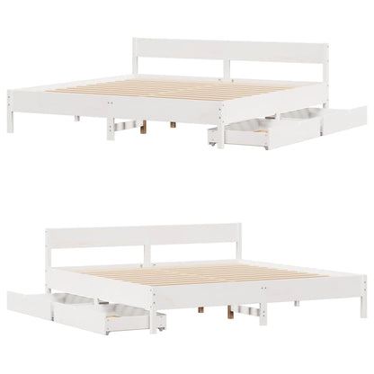 Bedframe zonder matras massief grenenhout wit 160x200 cm