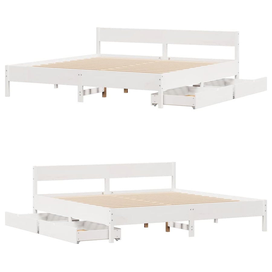 Bedframe zonder matras massief grenenhout wit 160x200 cm