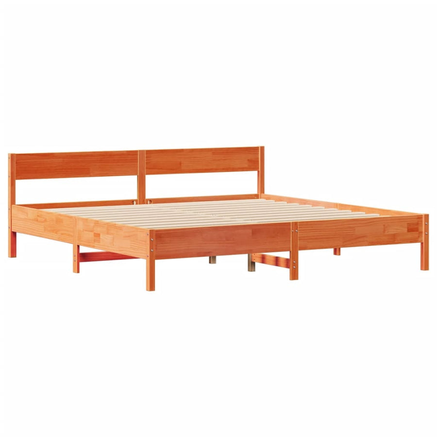 Bedframe zonder matras massief grenenhout wasbruin 160x200 cm
