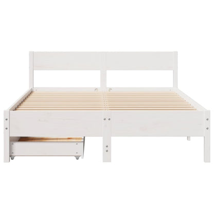 Bedframe zonder matras massief grenenhout wit 150x200 cm