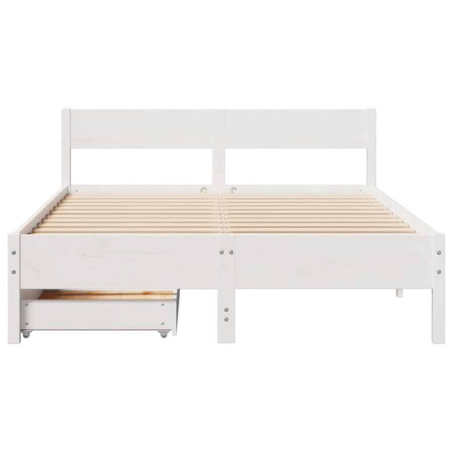 Bedframe zonder matras massief grenenhout wit 150x200 cm