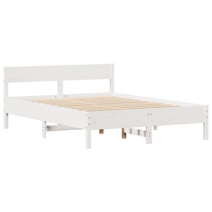 Bedframe zonder matras massief grenenhout wit 150x200 cm