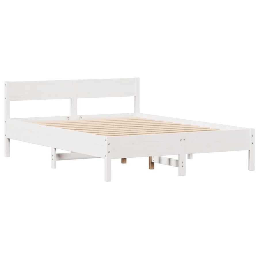 Bedframe zonder matras massief grenenhout wit 150x200 cm