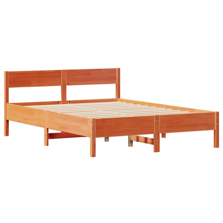 Bedframe zonder matras massief grenenhout wasbruin 150x200 cm
