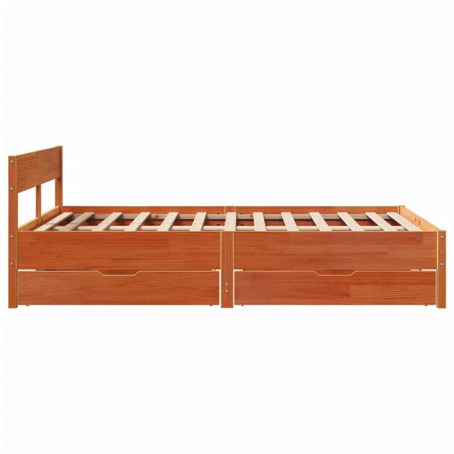 Bedframe zonder matras massief grenenhout wasbruin 150x200 cm