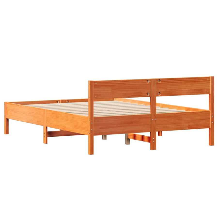 Bedframe zonder matras massief grenenhout wasbruin 150x200 cm