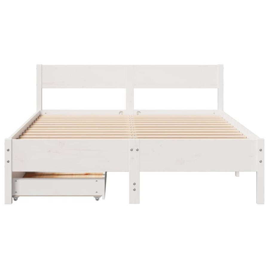 Bedframe zonder matras massief grenenhout wit 140x200 cm
