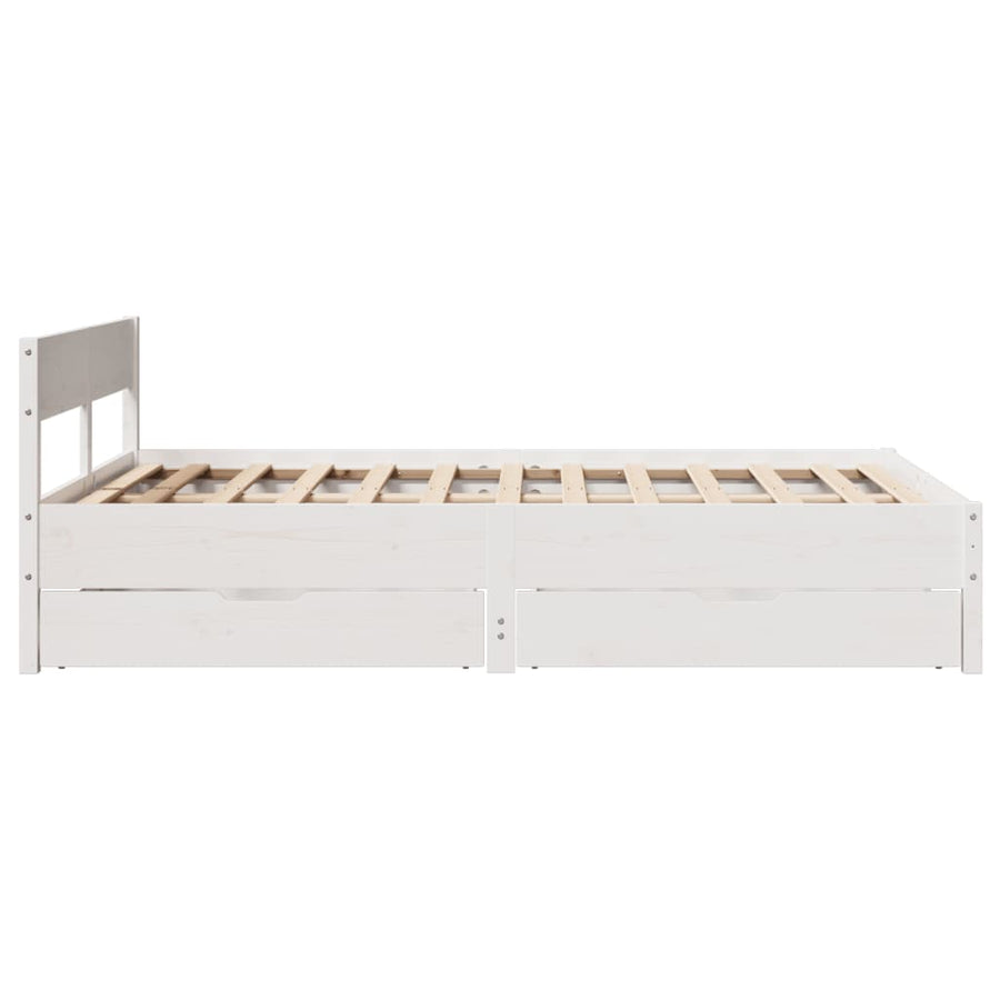 Bedframe zonder matras massief grenenhout wit 140x200 cm