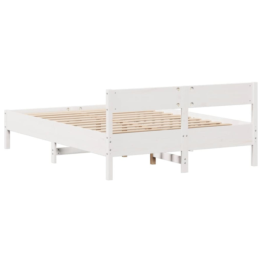 Bedframe zonder matras massief grenenhout wit 140x200 cm