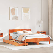 Bedframe zonder matras massief grenenhout wasbruin 140x200 cm