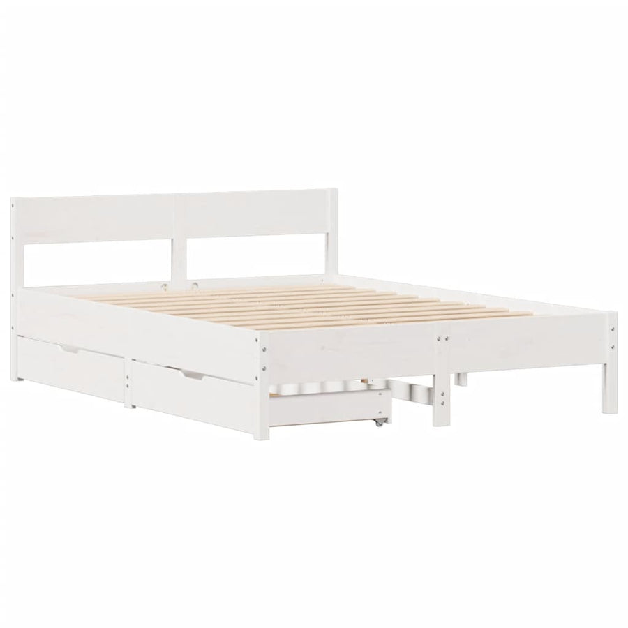 Bedframe zonder matras massief grenenhout wit 120x200 cm