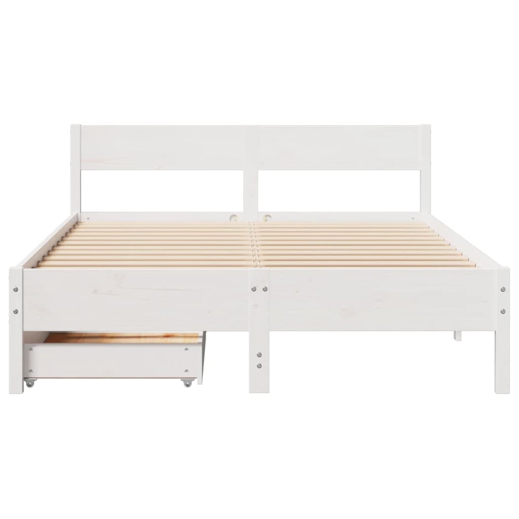 Bedframe zonder matras massief grenenhout wit 120x200 cm