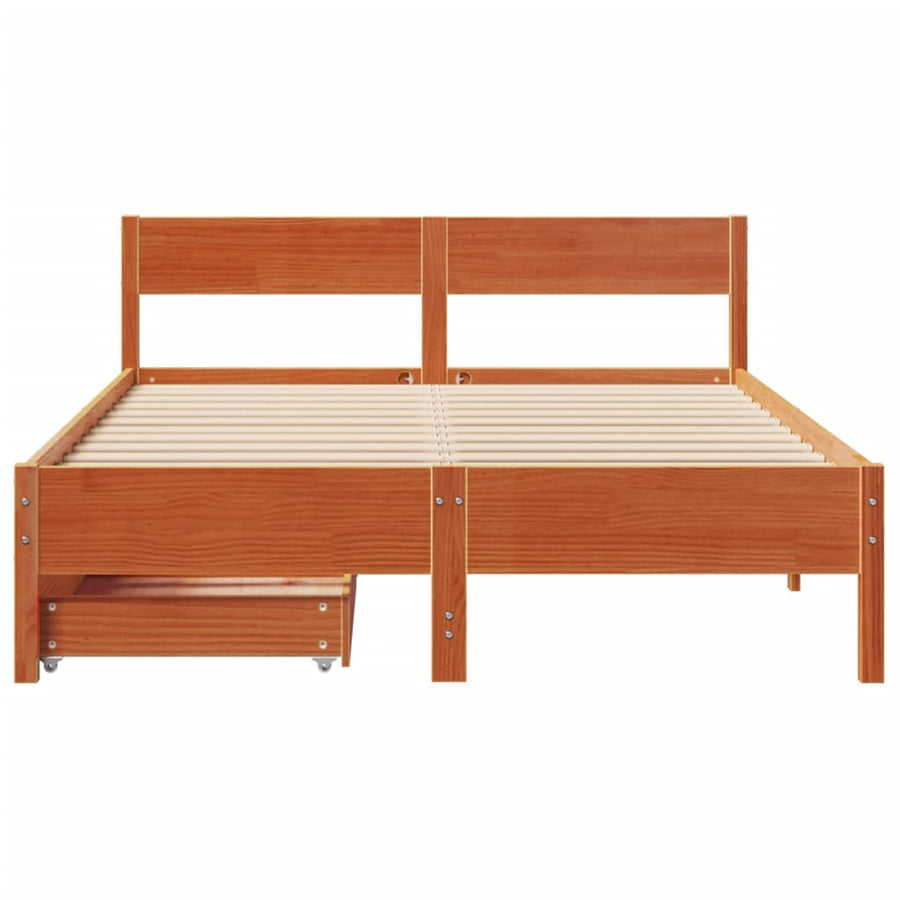 Bedframe zonder matras massief grenenhout wasbruin 120x200 cm