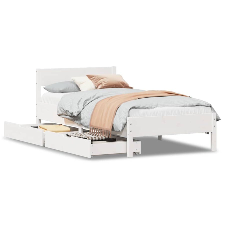 Bedframe zonder matras massief grenenhout wit 140x200 cm