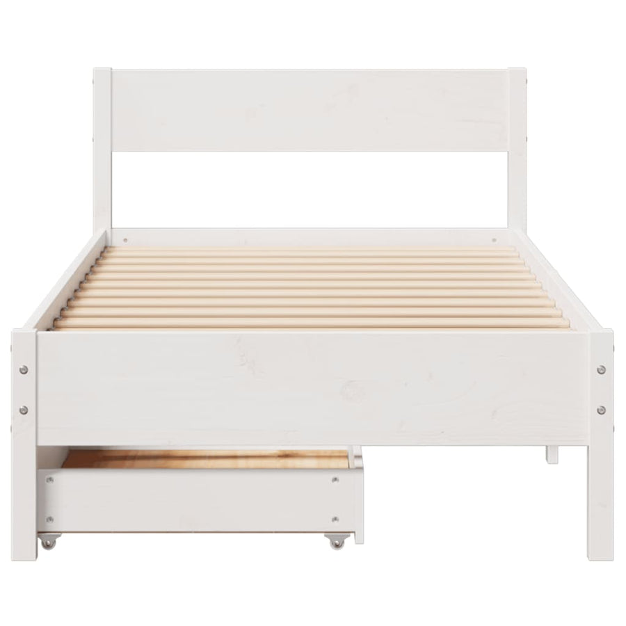 Bedframe zonder matras massief grenenhout wit 140x200 cm