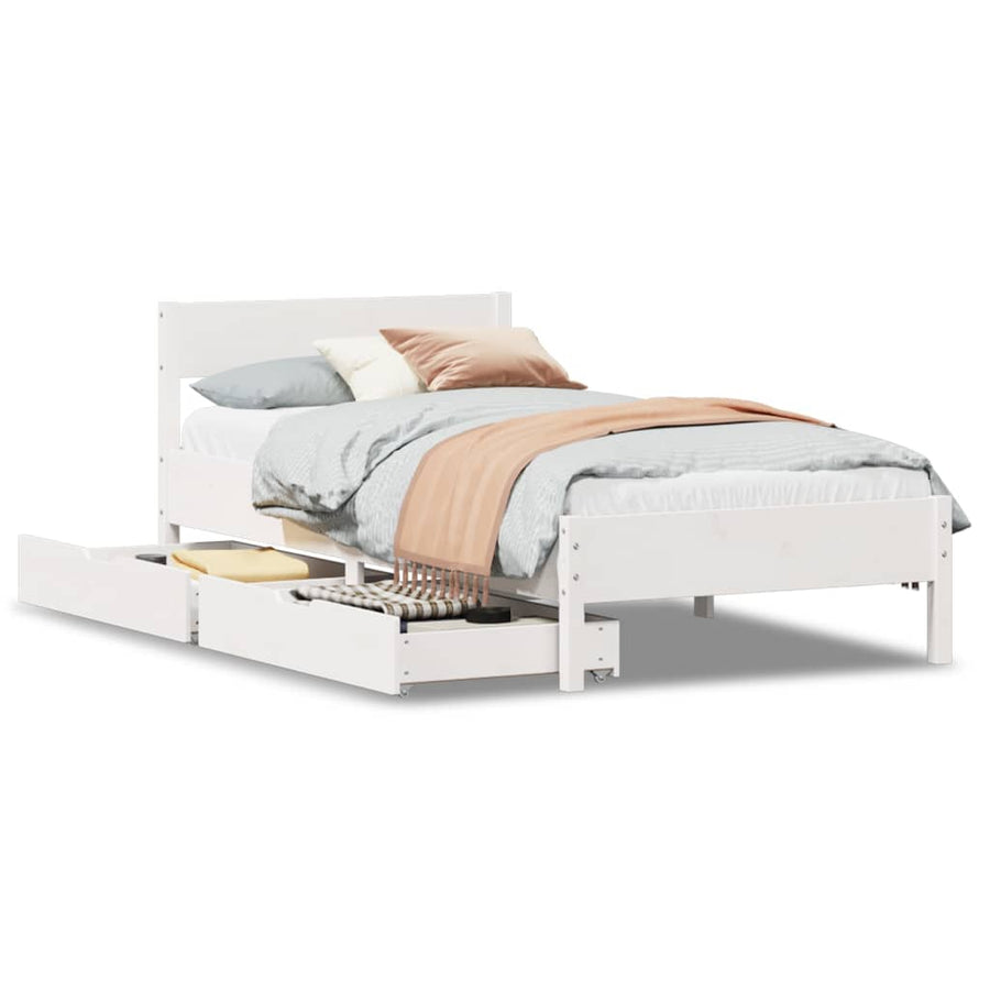 Bedframe zonder matras massief grenenhout wit 90x200 cm
