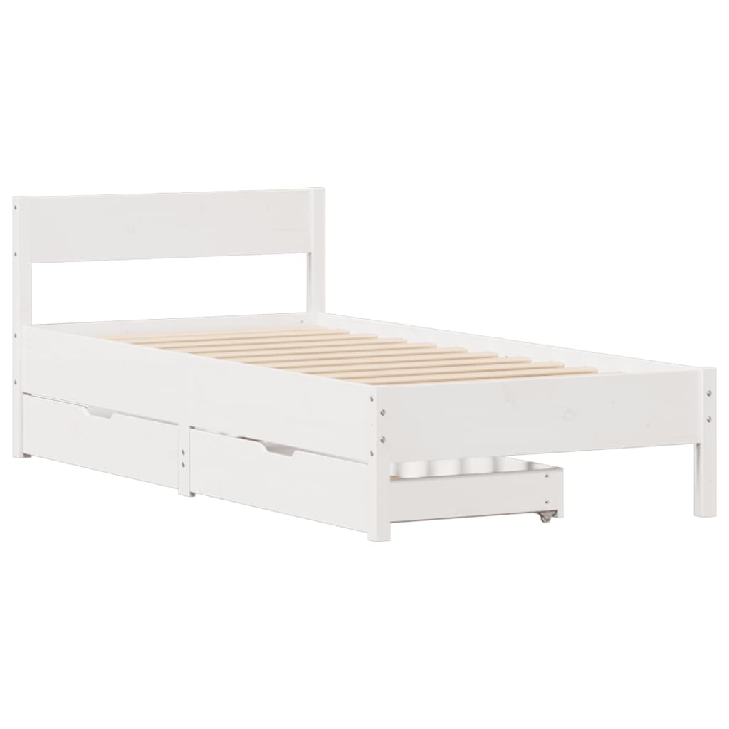Bedframe zonder matras massief grenenhout wit 90x200 cm