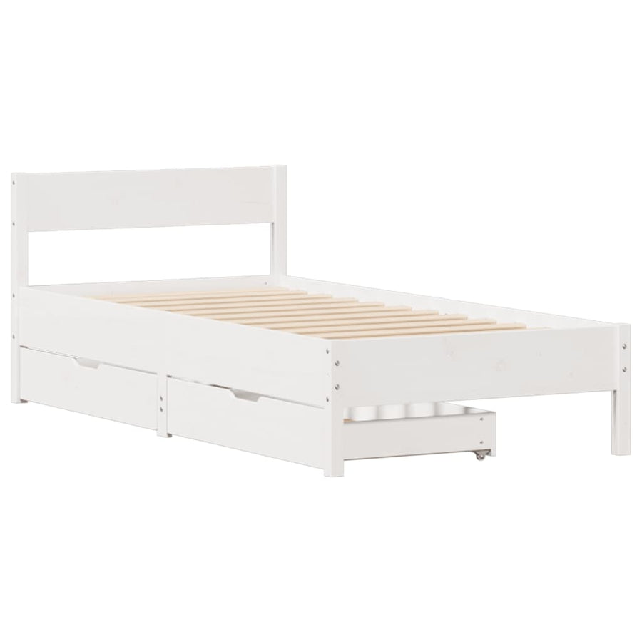 Bedframe zonder matras massief grenenhout wit 90x200 cm