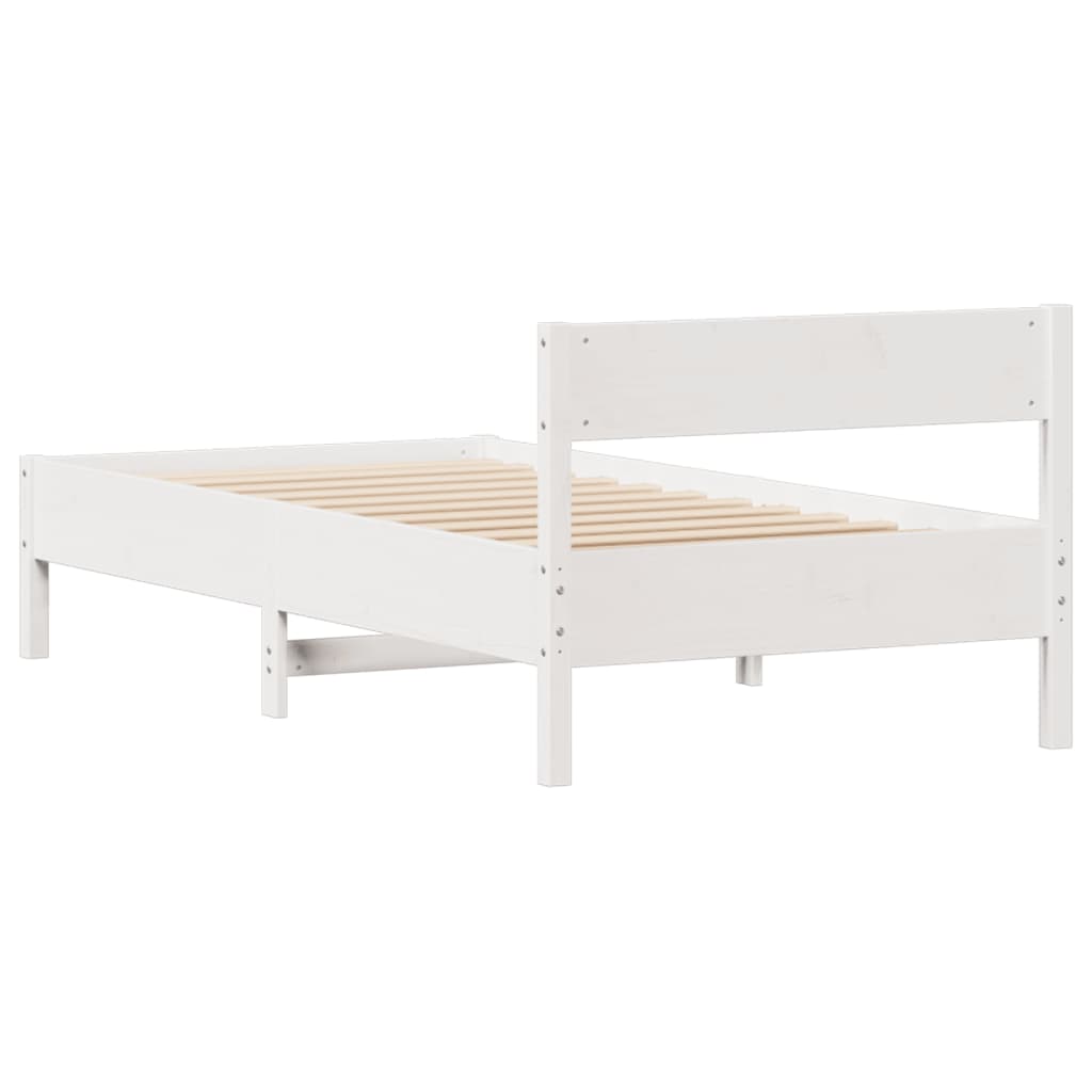 Bedframe zonder matras massief grenenhout wit 90x200 cm