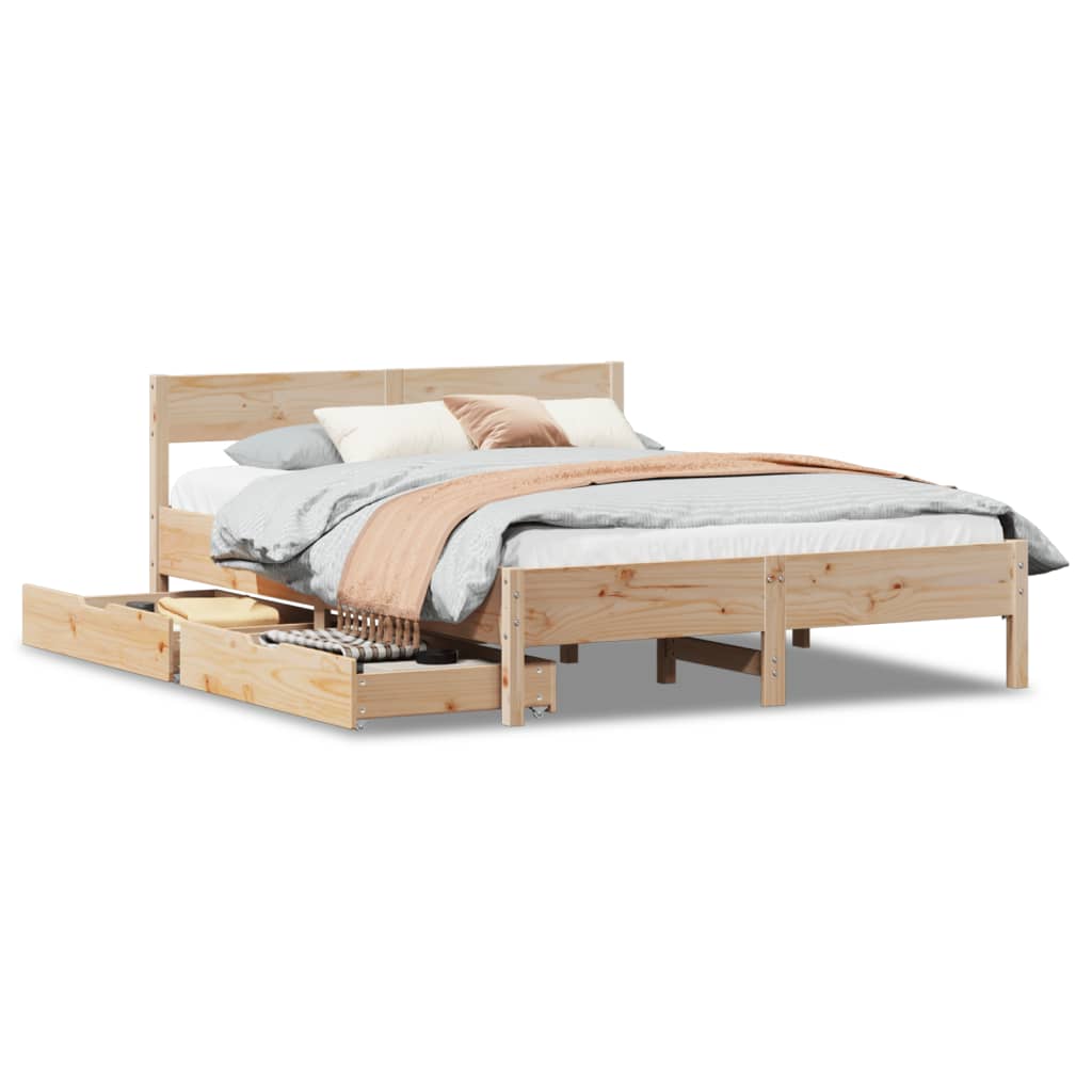 Bedframe zonder matras massief grenenhout 140x190 cm