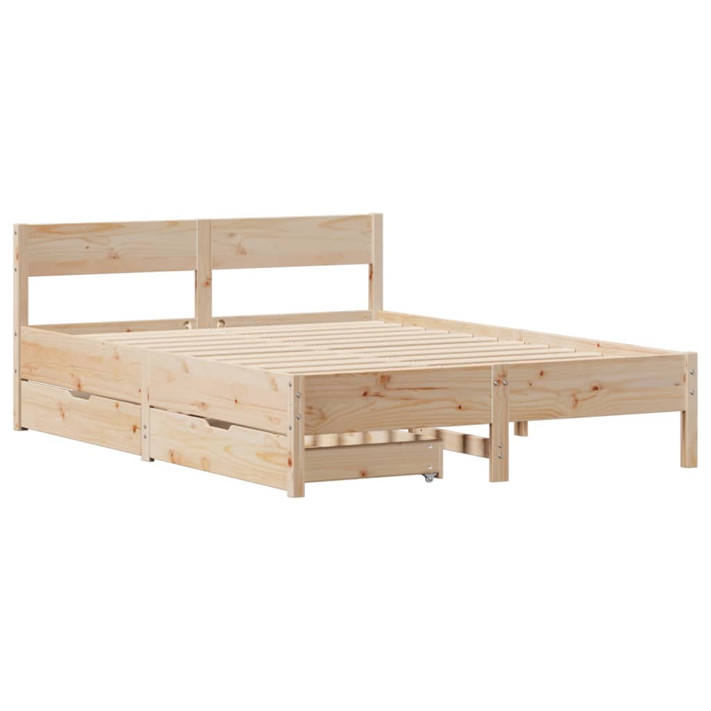 Bedframe zonder matras massief grenenhout 140x190 cm