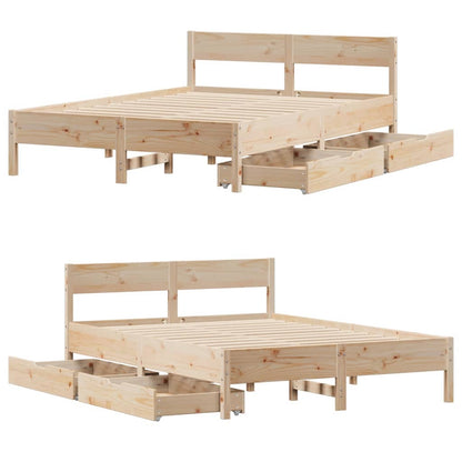 Bedframe zonder matras massief grenenhout 140x190 cm