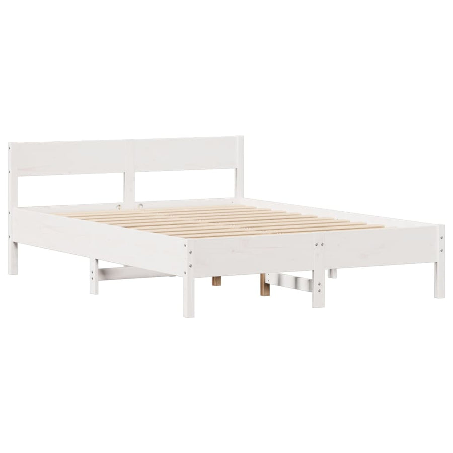 Bedframe zonder matras massief grenenhout wit 140x190 cm